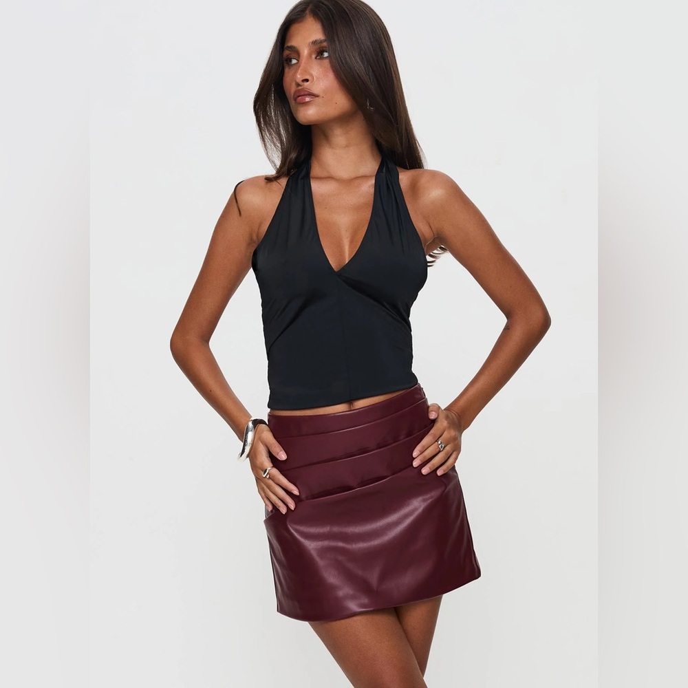 Kalilah Faux Leather Mini Skirt Red